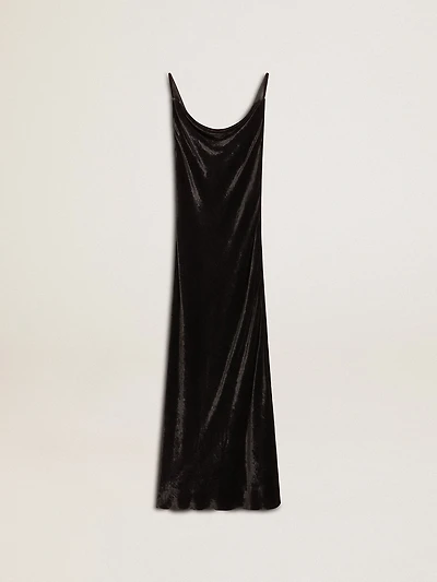 Women's black velvet-effect slip dress