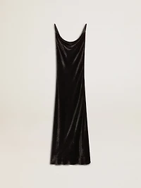 Women's black velvet-effect slip dress