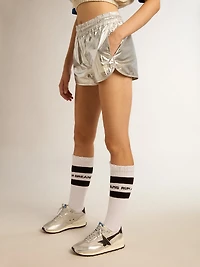 Women’s running shorts silver fabric