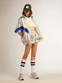 Women’s running shorts silver fabric