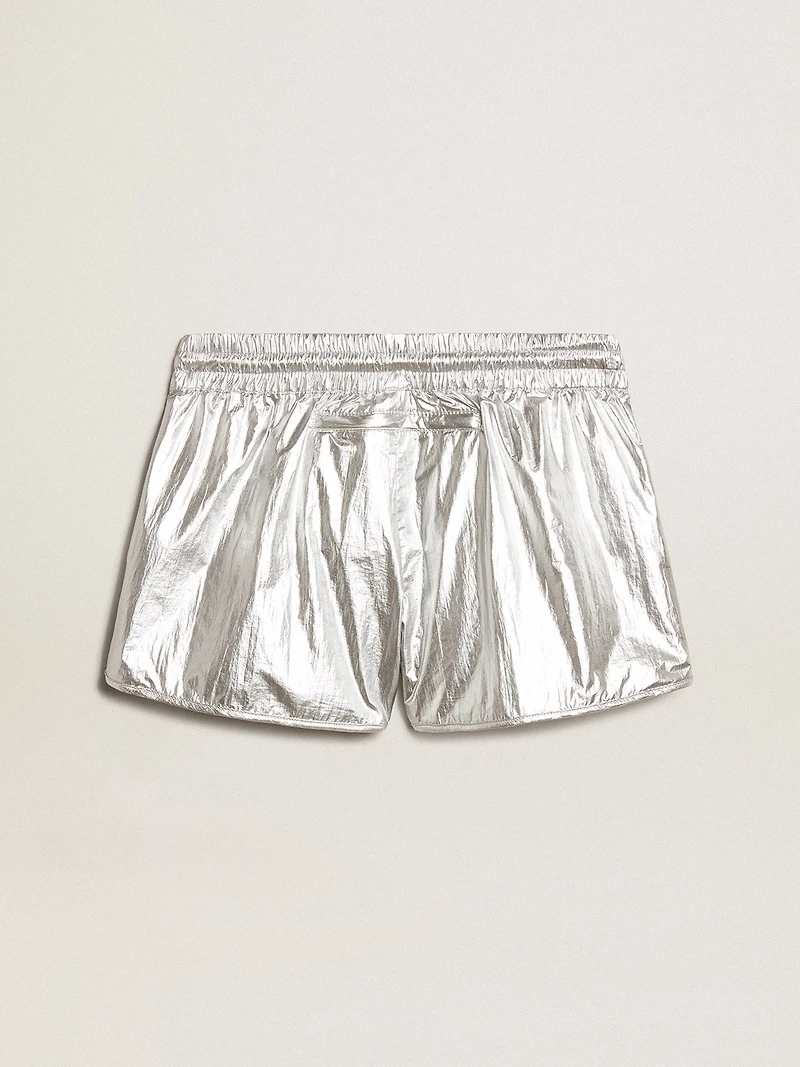 Women’s running shorts silver fabric