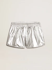 Women’s running shorts silver fabric