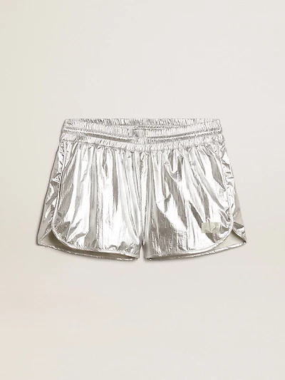 Women’s running shorts silver fabric