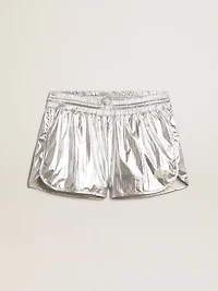 Women’s running shorts silver fabric