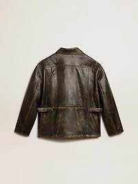 Women's aged brown nappa leather jacket