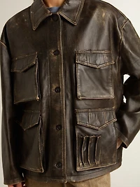 Women's aged brown nappa leather jacket