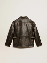 Women's aged brown nappa leather jacket