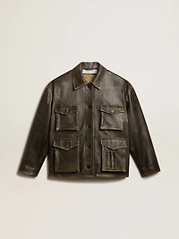 Women's aged brown nappa leather jacket
