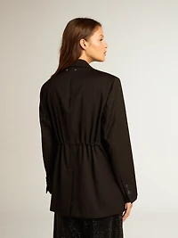 Women’s tuxedo jacket black wool gabardine