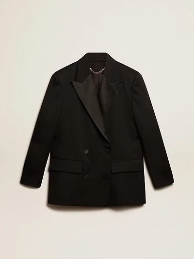Women’s tuxedo jacket black wool gabardine