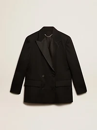 Women’s tuxedo jacket black wool gabardine