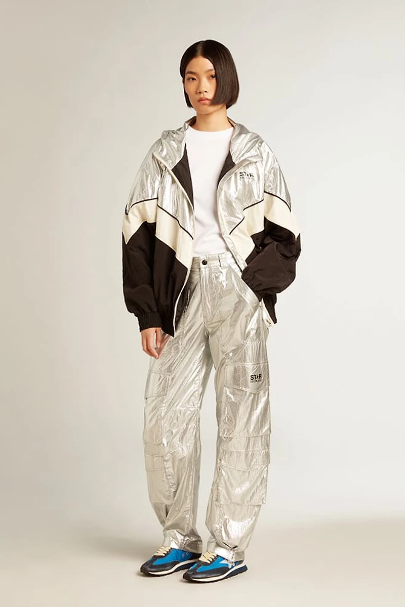Cargo pants silver technical fabric