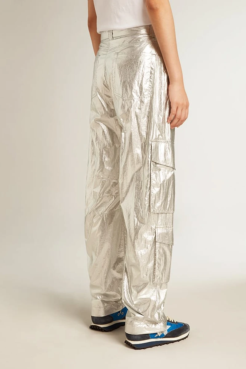 Cargo pants silver technical fabric