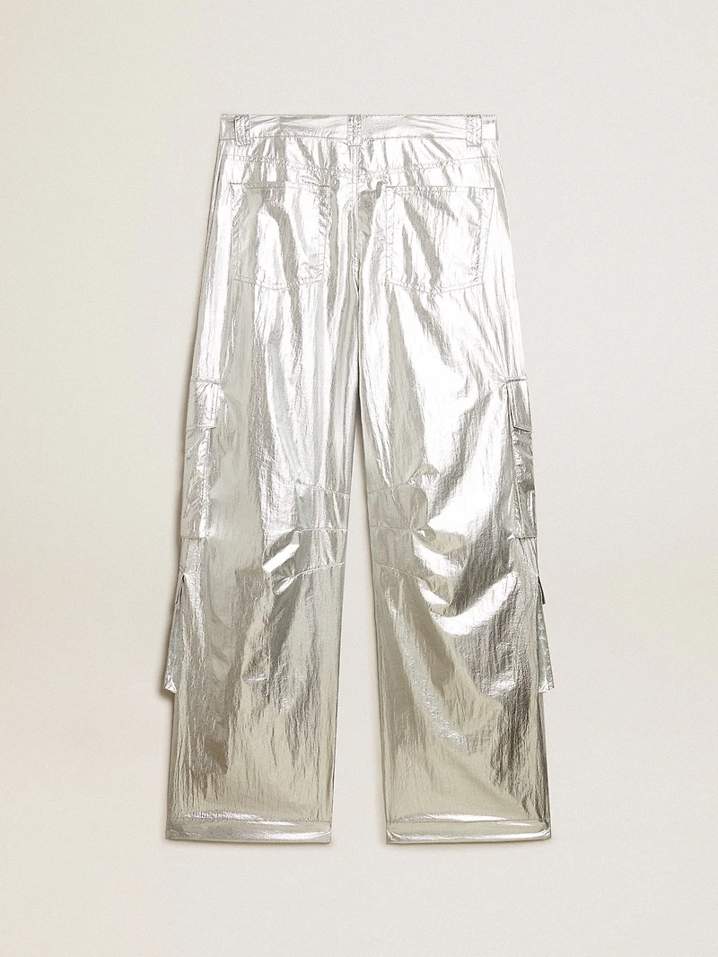 Cargo pants silver technical fabric