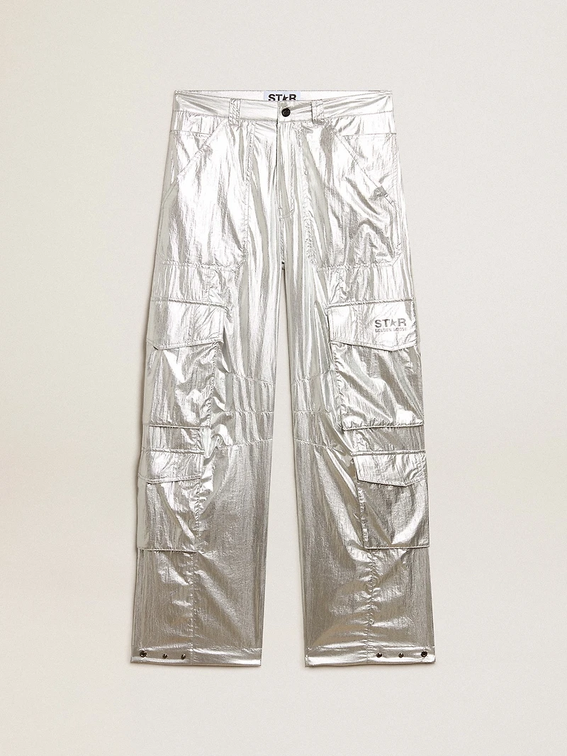 Cargo pants silver technical fabric