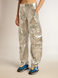 Women’s cargo pants silver technical fabric