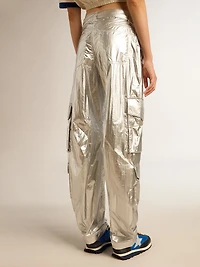 Women’s cargo pants silver technical fabric