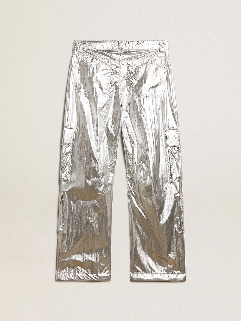 Women’s cargo pants silver technical fabric