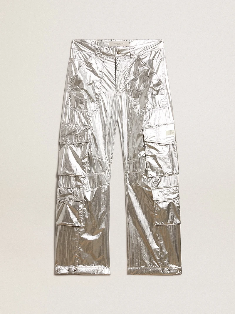Women’s cargo pants silver technical fabric