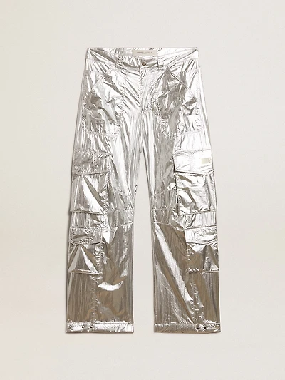 Women’s cargo pants silver technical fabric
