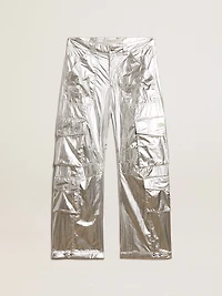 Women’s cargo pants silver technical fabric