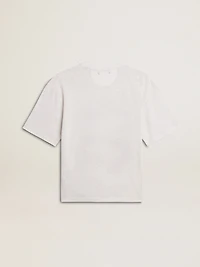 Women's lightweight white linen T-shirt with print