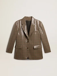 Women's houndstooth jacket with all-over sequin embroidery