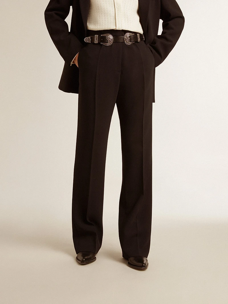 Women’s soft black pants wool blend