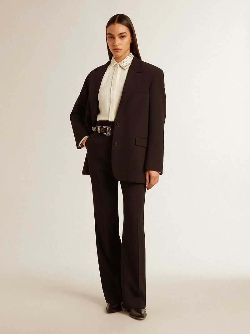 Women’s soft black pants wool blend