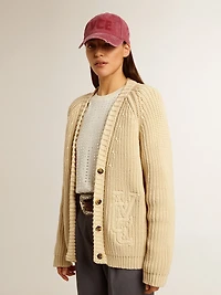 Women's cotton cardigan with embroidery on the front