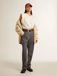 Women's cotton cardigan with embroidery on the front