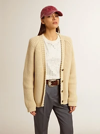 Women's cotton cardigan with embroidery on the front