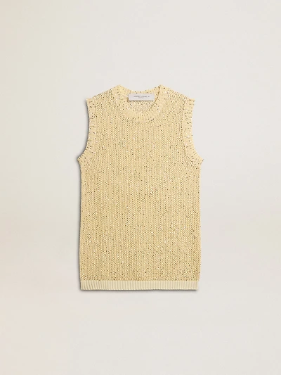 Mesh knit top with sequins and contrasting details