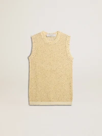 Mesh knit top with sequins and contrasting details