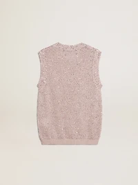 Mesh knit top with sequins and contrasting details