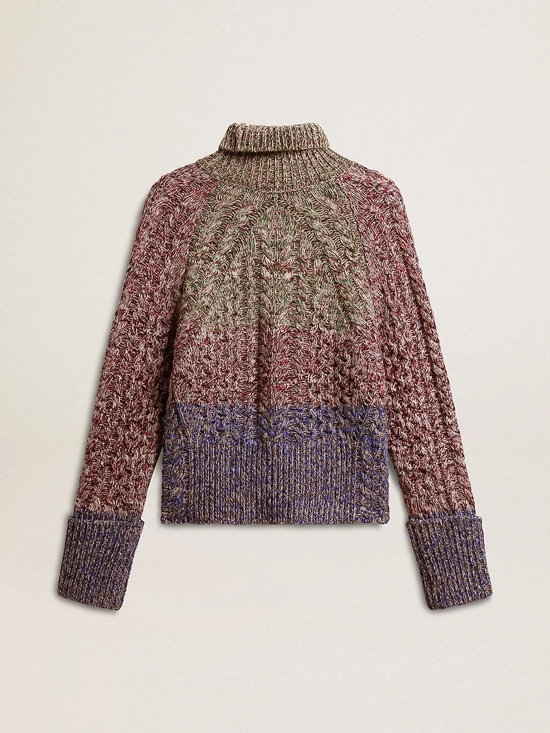 Women's multicolored high neck sweater with mouliné yarn