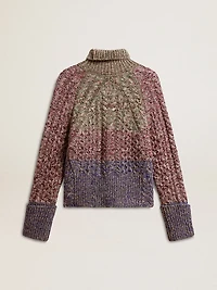 Women's multicolored high neck sweater with mouliné yarn