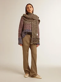 Women's multicolored high neck sweater with mouliné yarn
