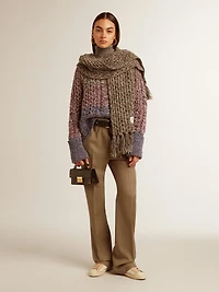 Women's multicolored high neck sweater with mouliné yarn