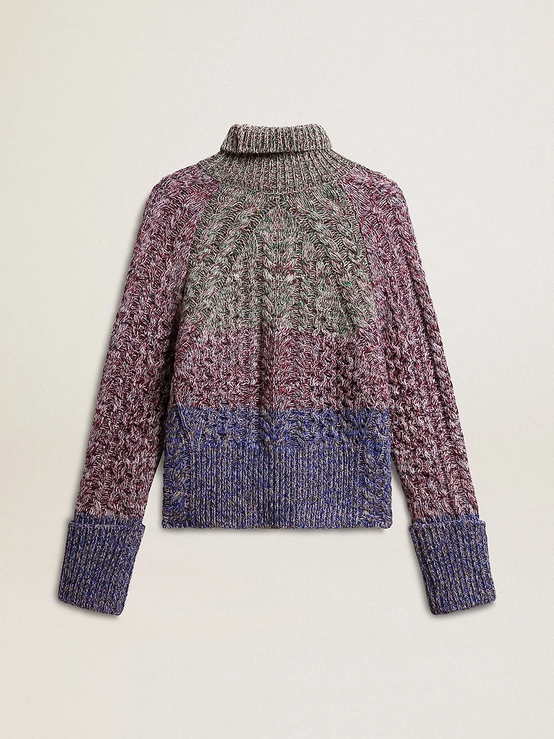 Women's multicolored high neck sweater with mouliné yarn