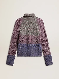 Women's multicolored high neck sweater with mouliné yarn