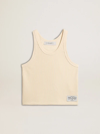 Parchment-colored sleeveless top