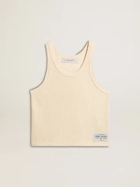 Parchment-colored sleeveless top