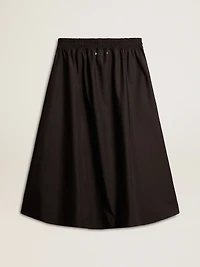 Flared skirt black technical nylon