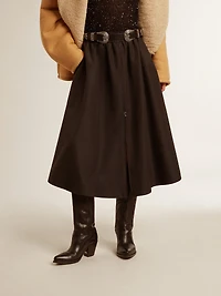 Flared skirt black technical nylon