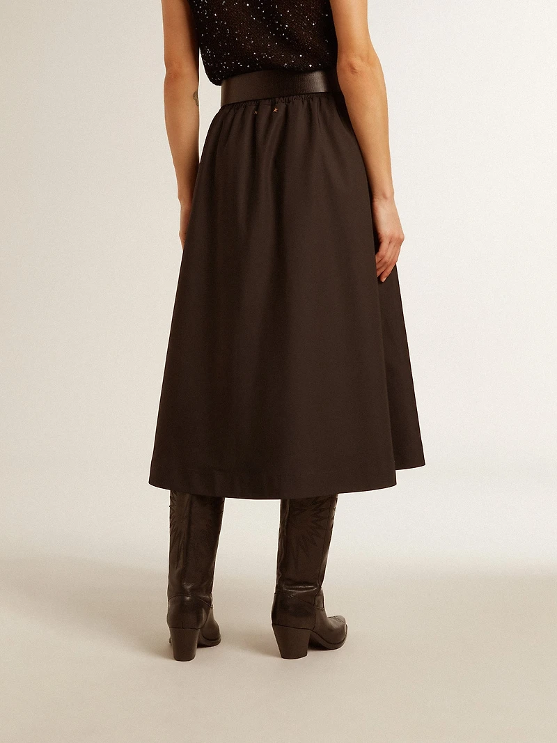 Flared skirt black technical nylon