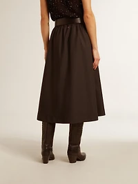 Flared skirt black technical nylon
