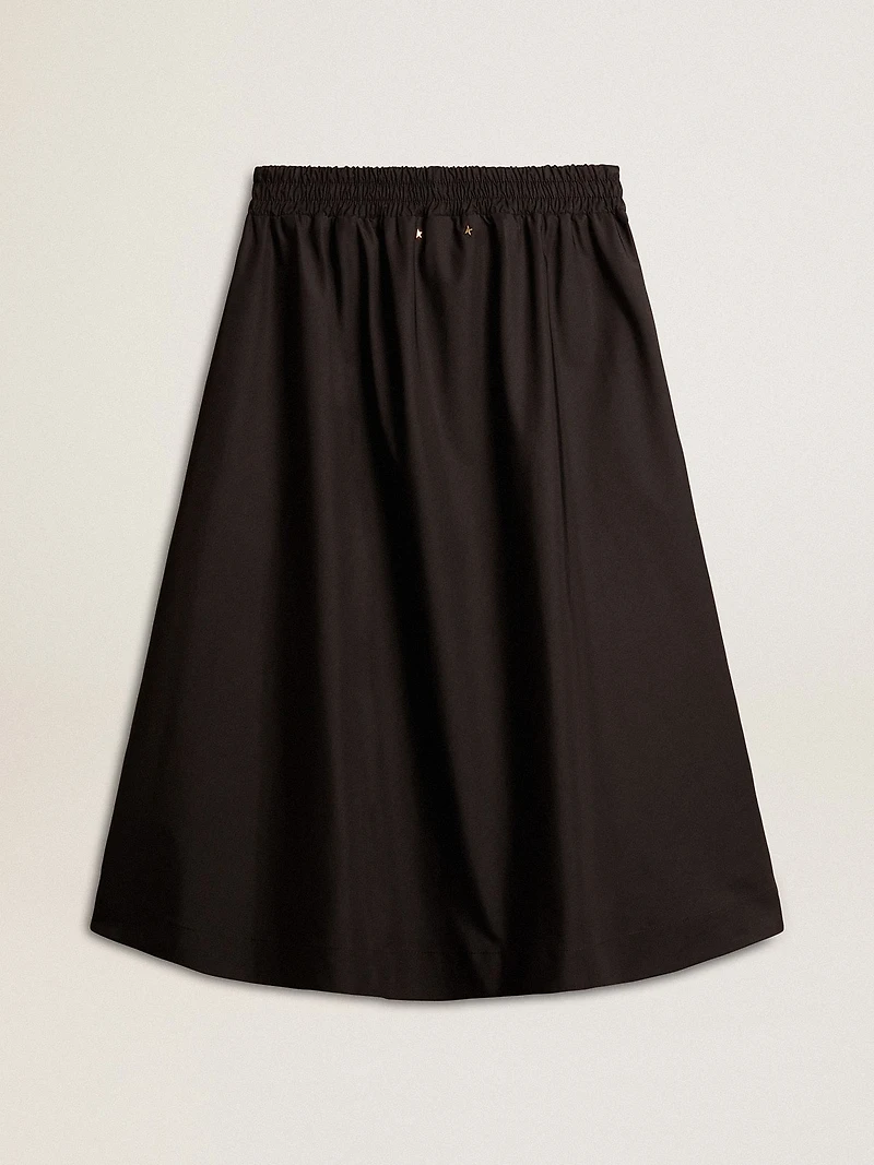 Flared skirt black technical nylon