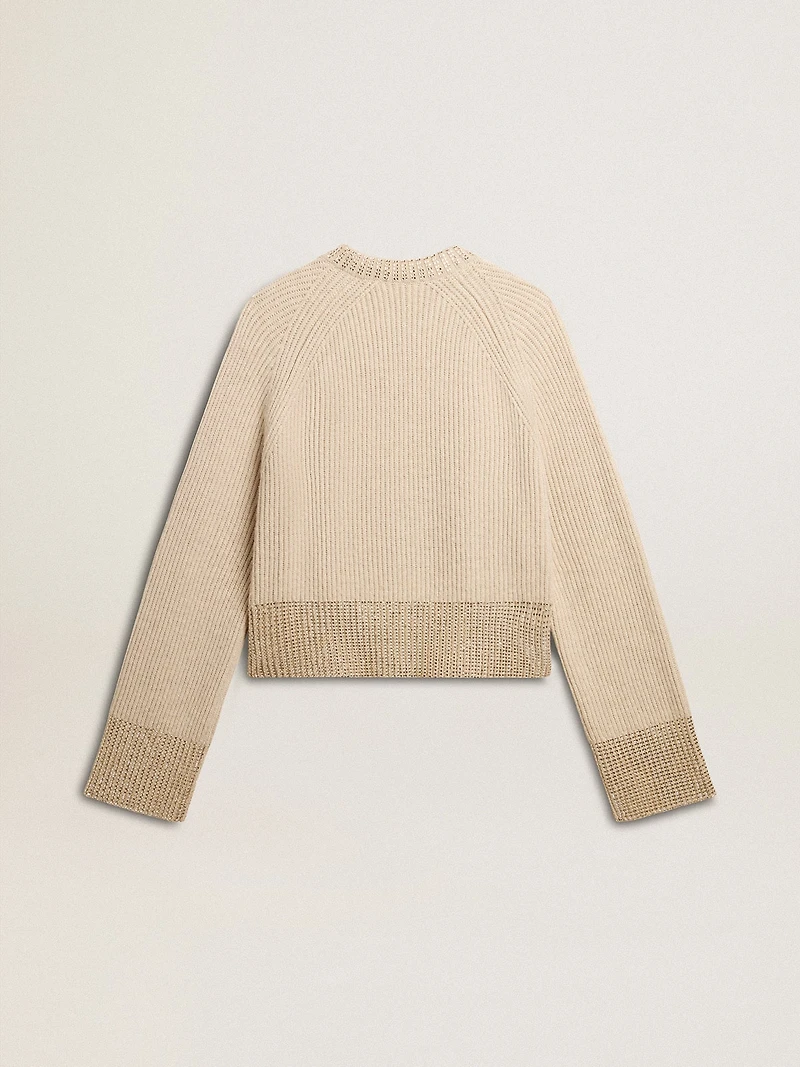 Women's boxy sweater wool with hotfix crystal decoration