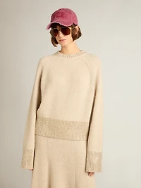 Women's boxy sweater wool with hotfix crystal decoration